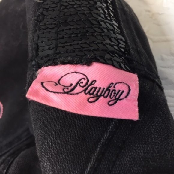 RARE Playboy Sequined Cap Hat Original  Black/Pink USED Vintage - Picture 7 of 16